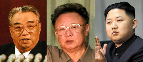 From left, Kim II-sung, Kim Jong-il and Kim Jong-un